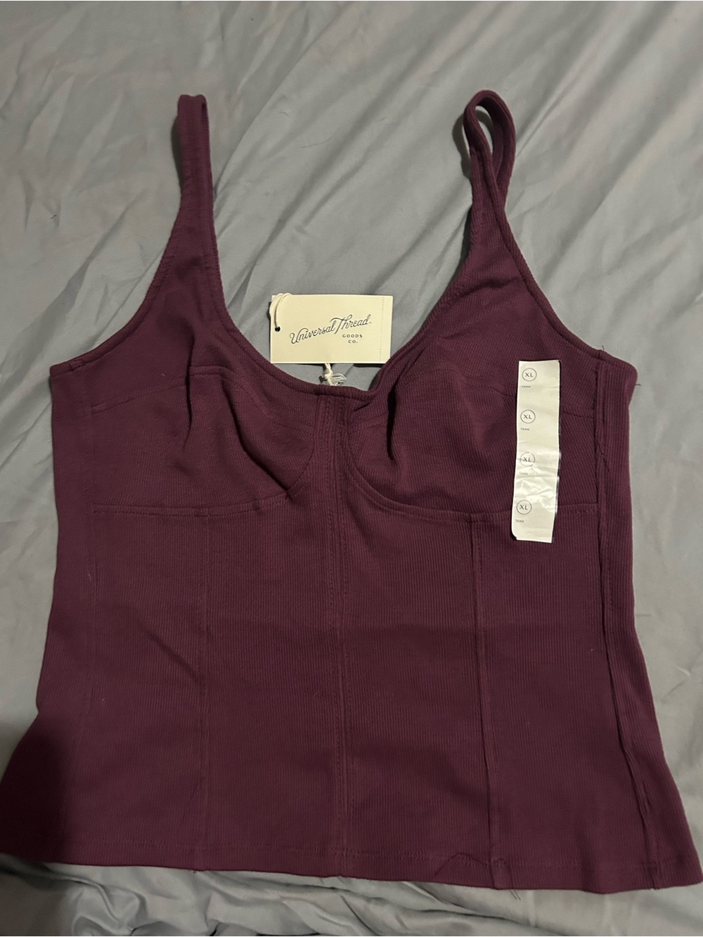 Universal Thread Deep Plum Ribbed Bustier Tank